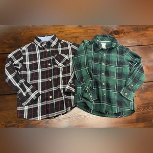 Set Of 2 Long Sleeve Button Down Flannel Shirts Little Boys Size 5 Chaps Carters